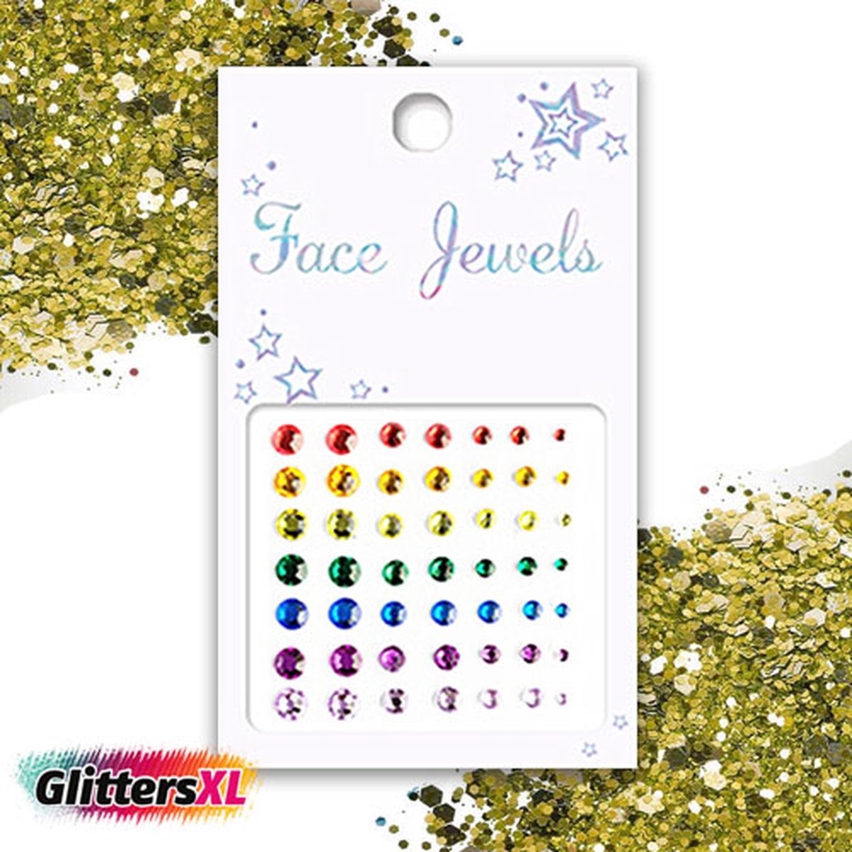 GlittersXL - Gezicht Plak Steentjes (Rainbow/Regenboog) [Face Body Strass Jewels - Festival Sticker Diamantjes voor Lichaam - Gay Pride Month LGBTQ Regenboog Rainbow Pride Week]